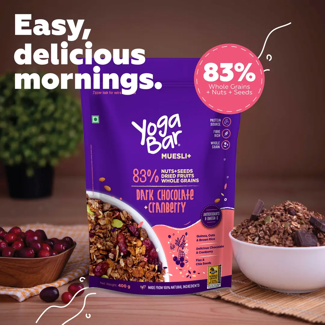 Buy Yogabar Dark Chocolate & Cranberry Muesli (400 gm) Online in India