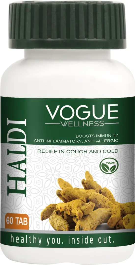 Vogue Wellness Haldi for Anti Allergic and Relief in Cold and Cough - Pack of 1 (60 Tablets)