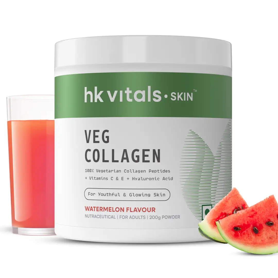 HealthKart HK Vitals Skin Radiance Veg Collagen with Biotin, Vitamin C, E, Sodium Hyaluronate, for Healthy Skin, Hair and Nails - Watermelon,200 gm