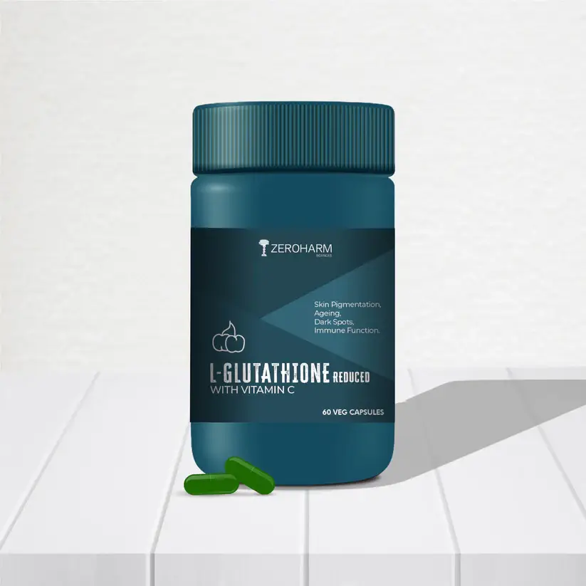 Zeroharm L Glutathione Reduced with Vitamin C for Rejuvenating Skin's Natural Glow - Pack of 1 (60 Capsules)