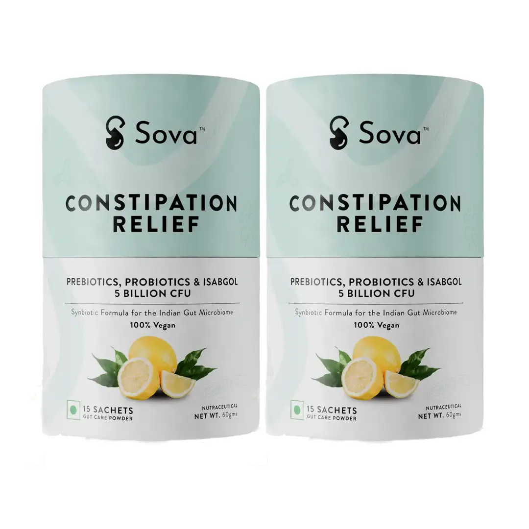 Sova Constipation Relief with 5Bn CFU Probiotics for Softer Stools - Pack of 2 (30 Sachets)