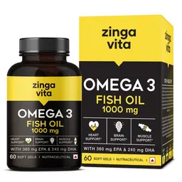 Zingavita -  Maximum Strength Omega 3 Fish Oil -  Mercury Free Formula for Heart, Joints & Eye - Support for Men & Women, - 60 Softgels icon