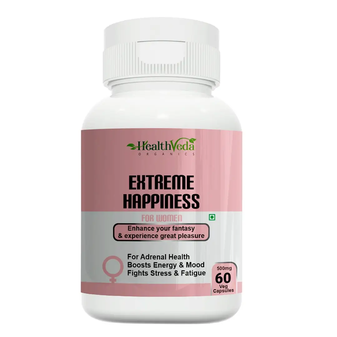 Health Veda Organics - Extreme Happiness for Boosting stamina and Energy Levels in Women - Pack of 1 ( 60 Capsules)