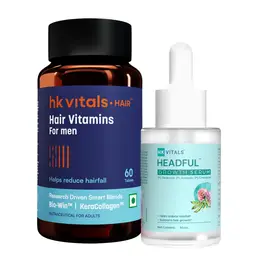 hk vitals Hair Re-Growth Kit| Controls Hairfall & Promotes New Hair Growth | Hair Multivitamin with Biotin (60 Capsules) & Hair Growth Serum with 3% Redensyl (30 ml) | Combo Pack