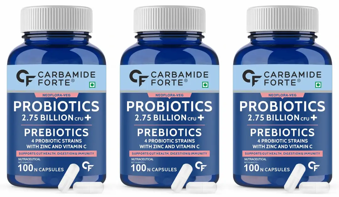 Carbamide Forte Probiotics Supplement 2.75 Billion for Gut Health and Digestion - Pack of 3 (300 Capsules)