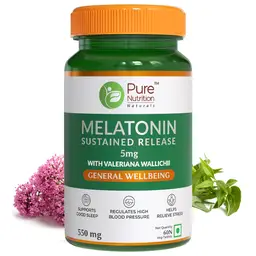 Pure Nutrition Melatonin 5mg (Sustained Release) l Melatonin supplement for Men & Women, Supports Good Sleep icon
