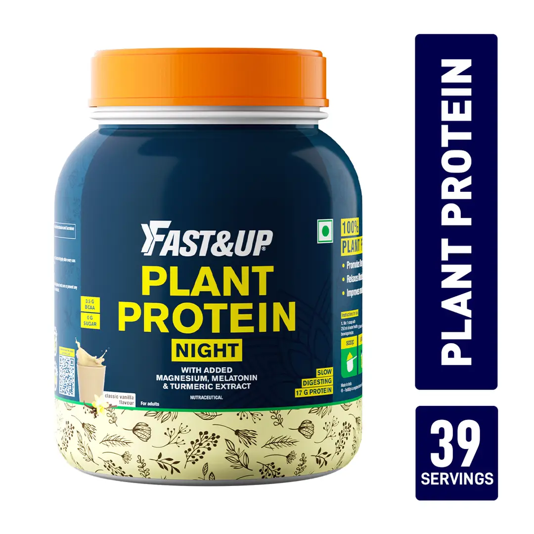 Fast&Up Plant Protein Night Slow Digestion for Healthy Digestion - Classic vanila,2.2 lb