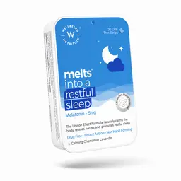 Wellbeing Nutrition Melts Restful Sleep, Plant Based Melatonin 5mg with Tagara, Passion Flower, GABA, L-Theanine,Chamomile icon