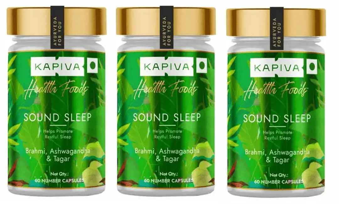 Kapiva Sound Sleep Capsules - Normalize Sleep Disorder, reduce stress - Pack of 3 (180 Capsules)