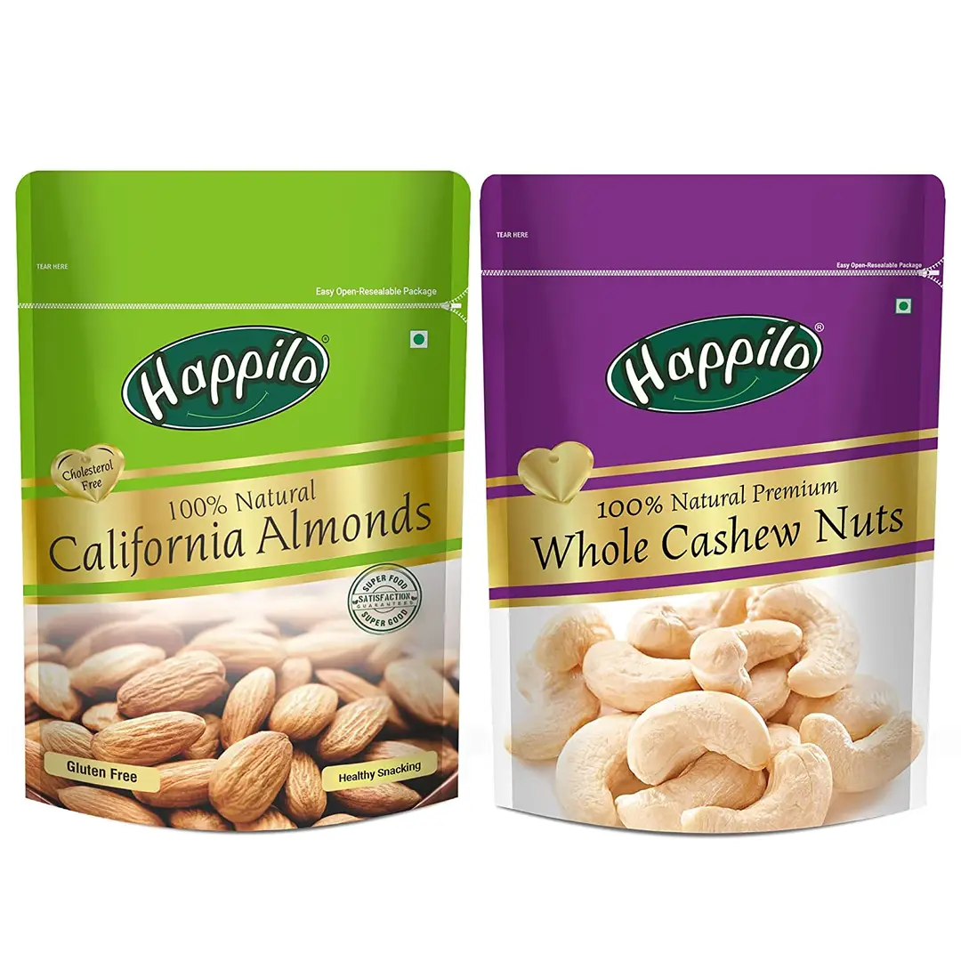 Happilo Premium Almond Cashews (Californian Almonds, Whole Cashews) Combo - Combo Pack (160 gm)