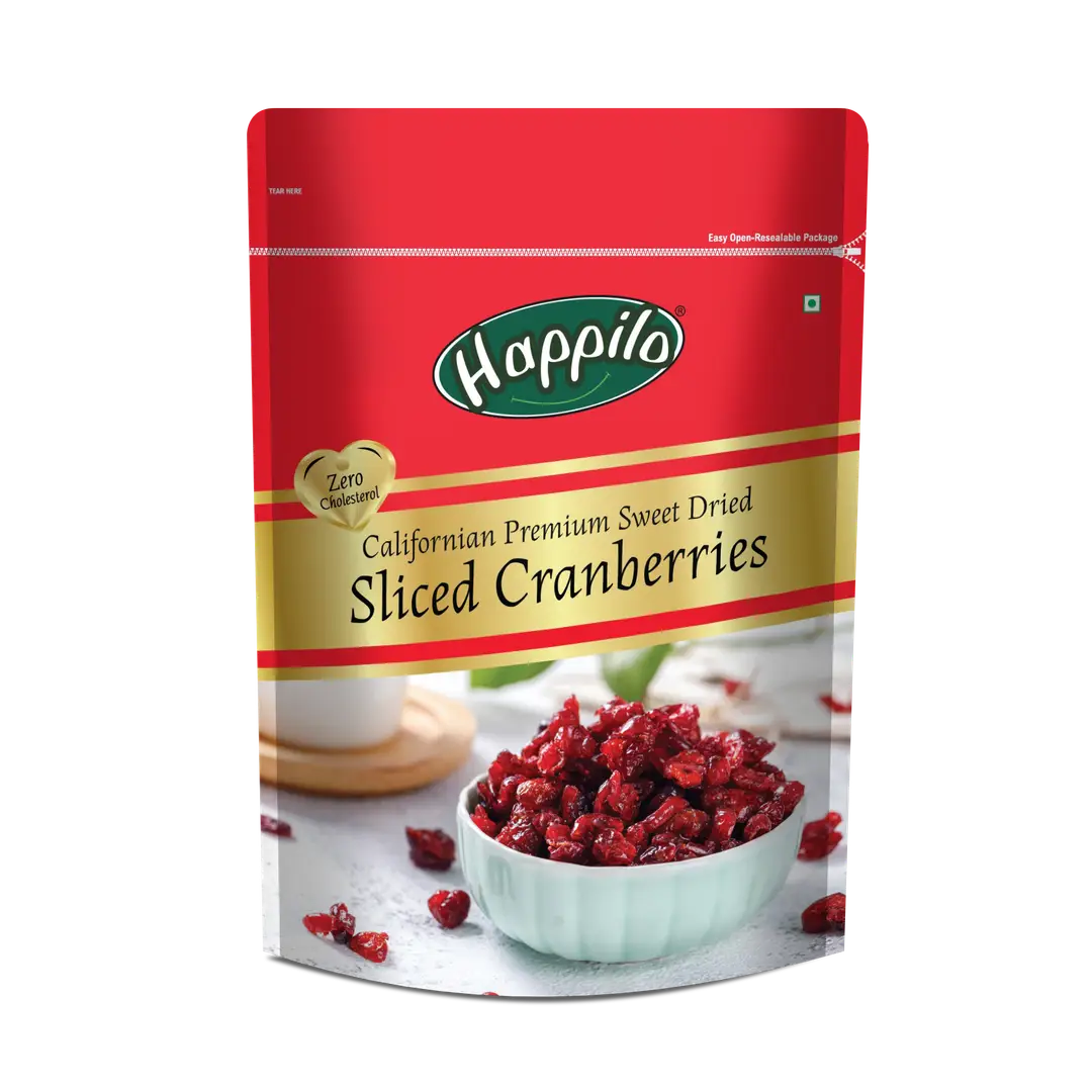 Happilo Californian Premium Sweet Dried Sliced Cranberries - Pack of 1 (200 gm)