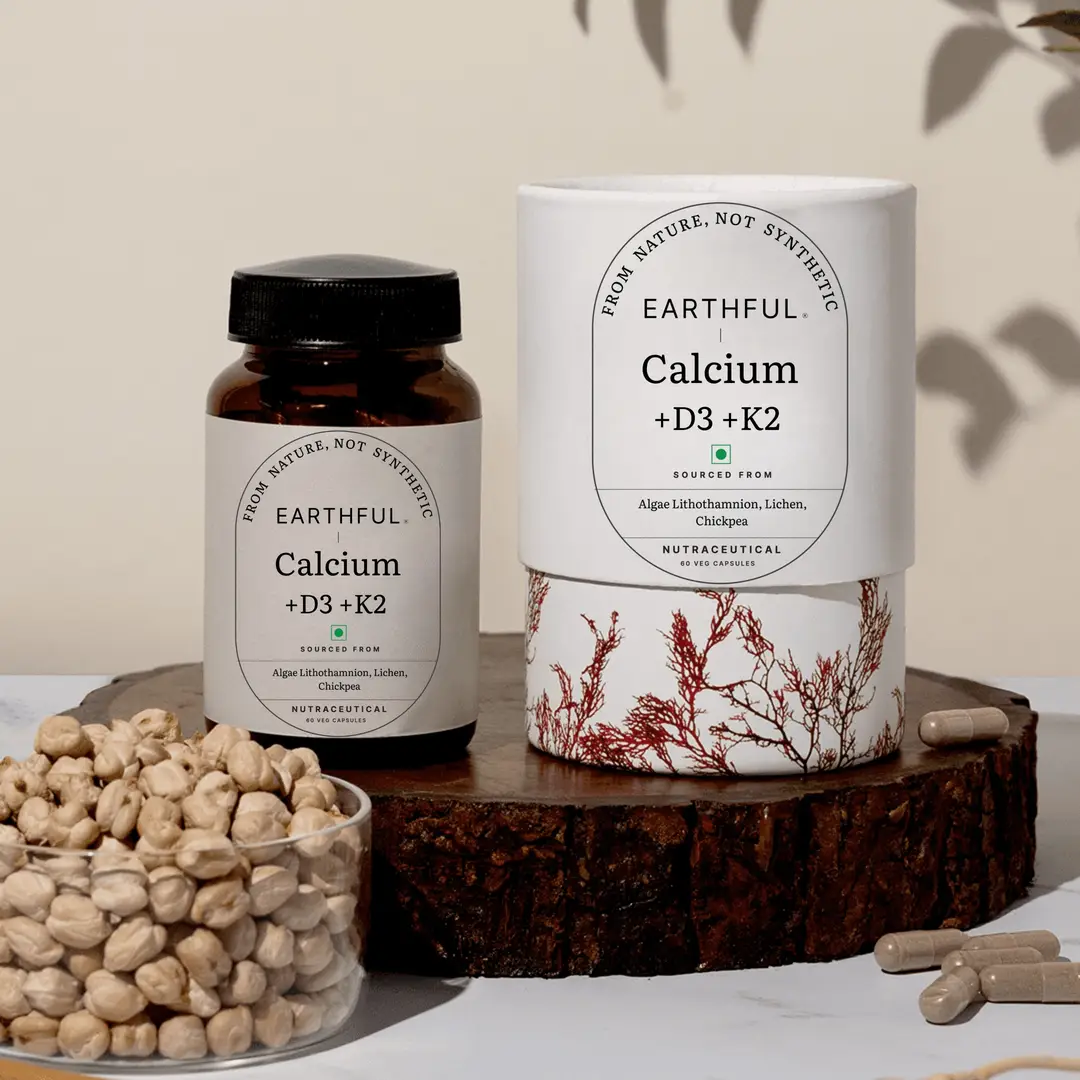 Earthful Calcium Magnesium for Bone Health - Pack of 1 (60 Capsules)
