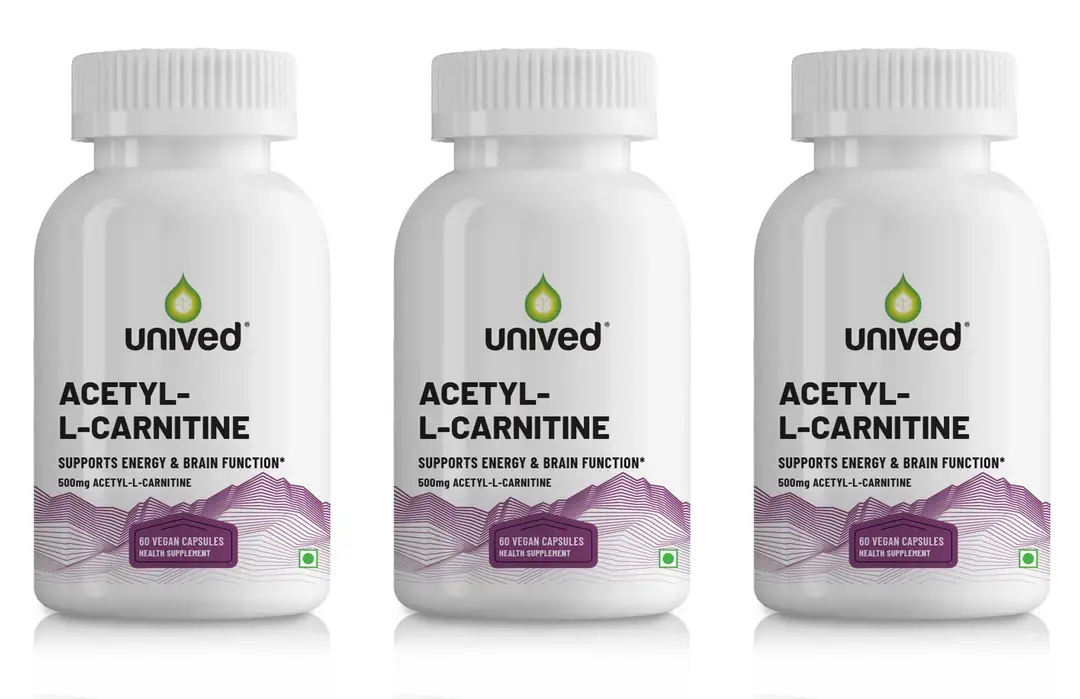 Unived Acetyl L- Carnitine for Reducing Muscle Damage And Soreness - Pack of 3(180 Capsules)