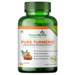 Simply Herbal Turmeric Curcumin Extract Supplement Capsules for Immunity Booster, Joints & Muscle Health, Glowing Skin - 60 Capsules icon