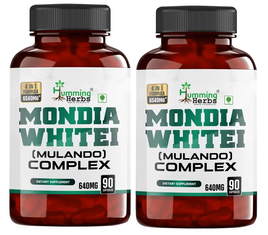 Humming Herbs - Mondia Whitei - with Maca Root, Fadogia Agrestis - for Boosting Energy and Stamina - Pack of 2 (180 Capsules)