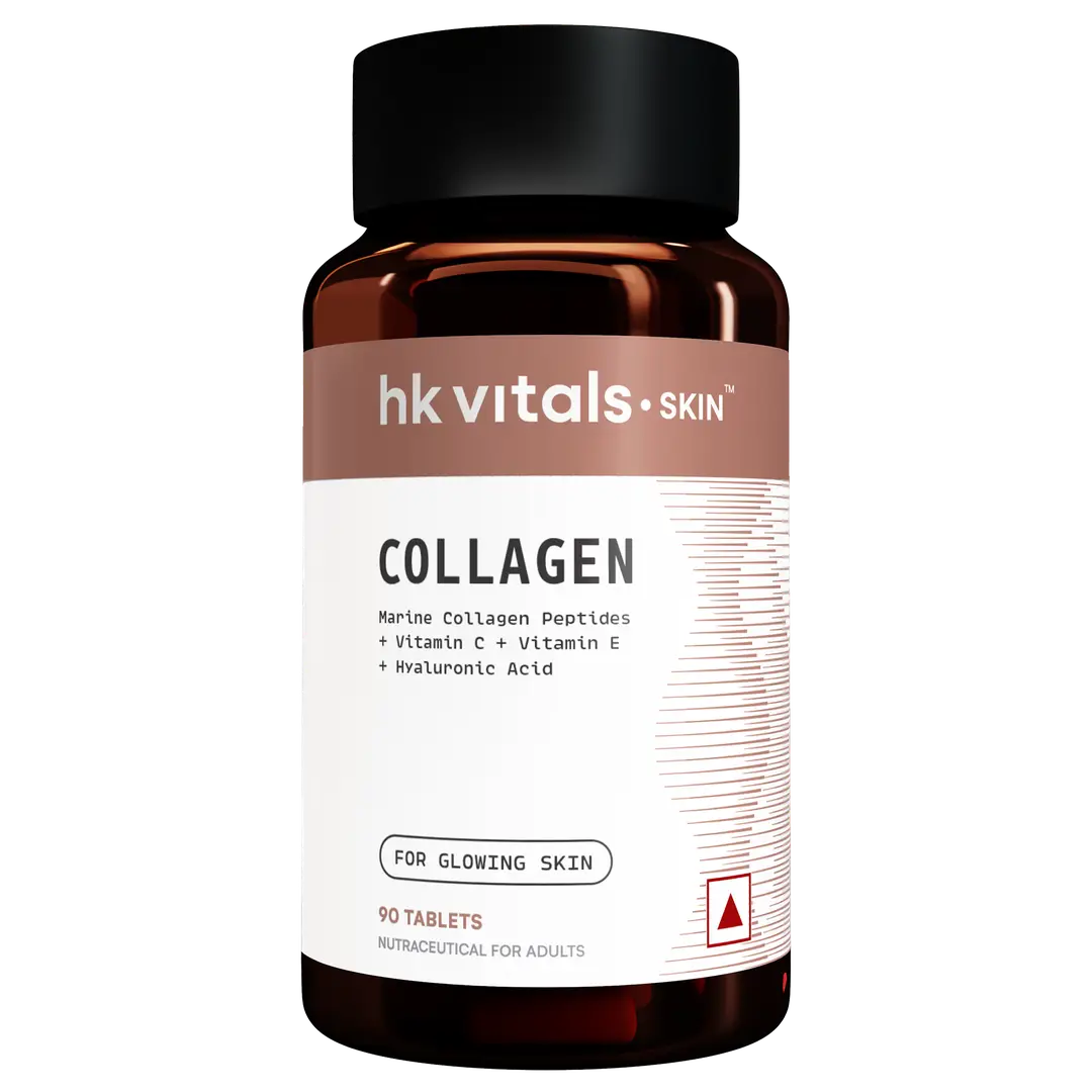 hk vitals Collagen Tablets (90 Tablets) | 3000mg | Vitamin C, E, Biotin with Hydrolyzed Peptides - Pack of 1 (90 Tablets)