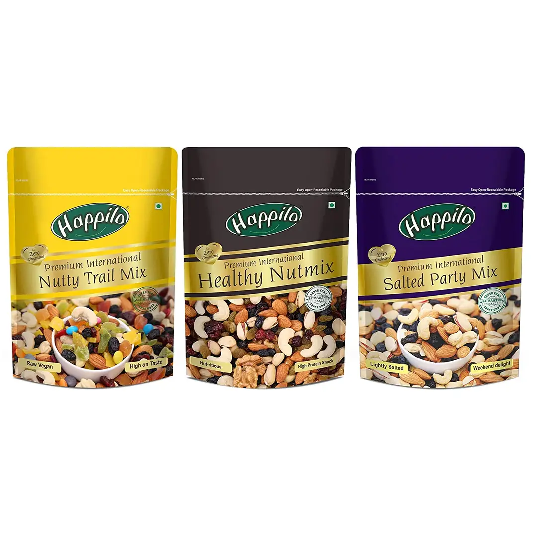 Happilo Premium Nuts & Dry Fruit (Trail Mix, Nut mix, Party Mix) Combo - Combo Pack (600 gm)