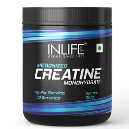 INLIFE - Micronized Creatine Monohydrate Powder Supplement, Muscle Repair & Recovery, Pre / Post Workout, Athletic Performance, 100gm (Unflavoured) icon