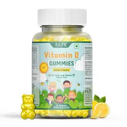 INLIFE - Vitamin D Gummies for Kids Men Women Adults, Daily Supplement for Bone & Muscle Health, Immunity Booster, Gluen Free, Vegan, 400 IU - 30 Lemon Flavour Gummies icon