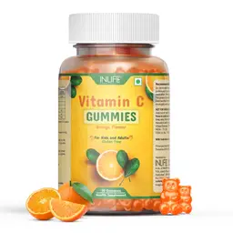 INLIFE - Vitamin C Gummies for Kids Teens Men & Women, Daily Essential Supplements for Immunity Booster, Antioxidant, Skin & Hair Care, Collagen Builder - 30 Orange Flavour Gummies icon