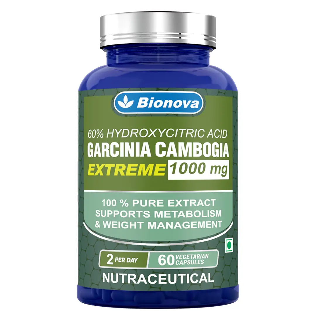 Bionova Garcinia Cambogia 60% HCA 1000mg Capsules for Weight Loss - Pack of 1( 60 Capsules)
