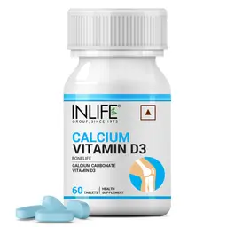 INLIFE - Calcium 500 mg Vitamin D3 400 IU Supplement for Men Women - 60 Tablets icon