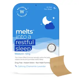 Wellbeing Nutrition - Melts® Restful Sleep Aid - with Tagara, Passion Flower, L-Theanine, Chamomile - for Natural Sleep cycle, Insomnia Relief icon