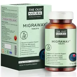 The Old Natural Migraway Tablets I Clinically Proven formula for Migraine Relief - Salix Alba I Tanacetum Parthenium Extract I Petasites Hybridus Extract I Brahmi I Chamomil - 60 Tablets icon