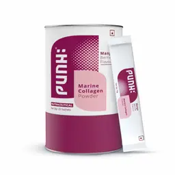 Punh Marine Collagen Powder with Peptan, 18 Amino Acids, Vitamin C, Vitamin B Complex, Hyaluronic Acid for Healthy Skin, Hair, Nails, Bones & Joints for Men & Women, Mango Berries Flavour – 25 Sachets icon