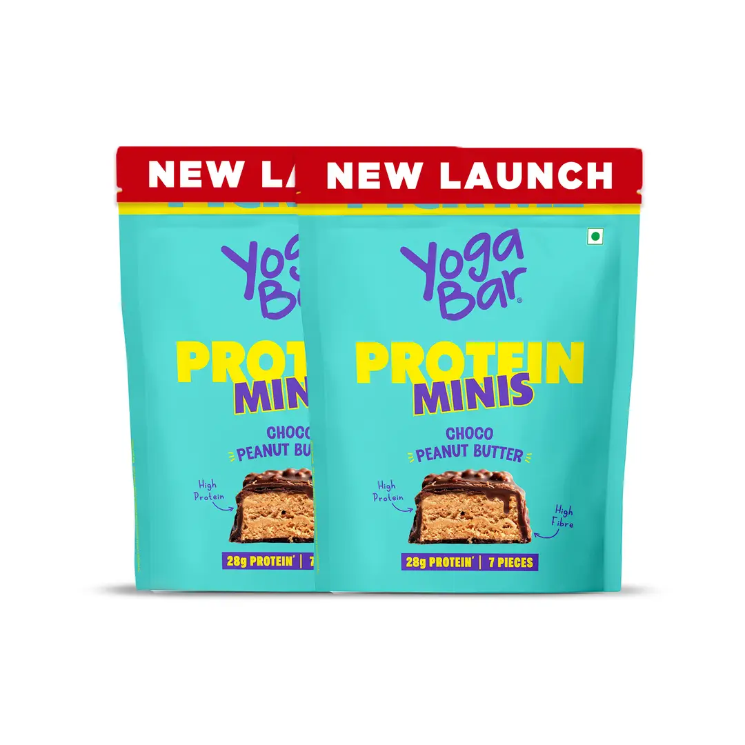 Yogabar Protein Minis Bar with no Trans Fat for Healthy Snacks - Pack of 2 (14 Energy Bars)