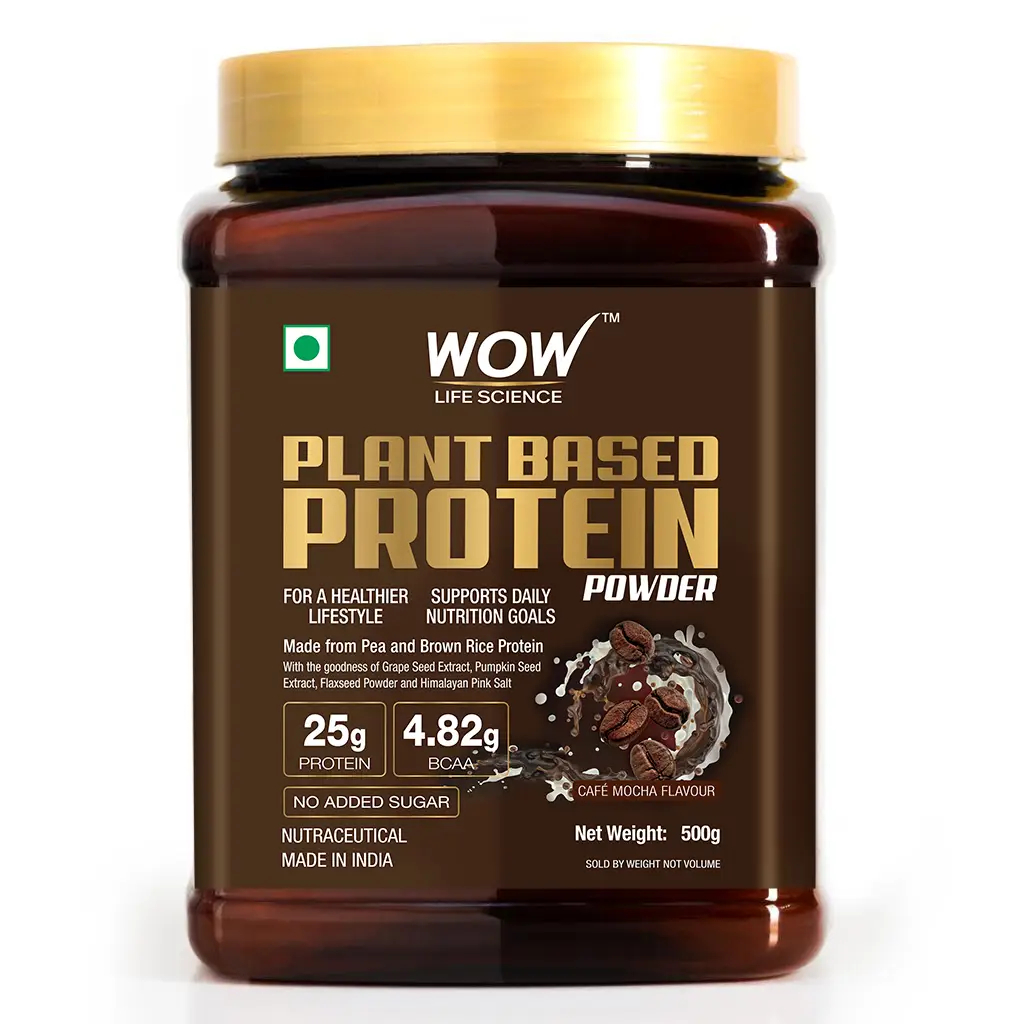 Wow Life Science - Plant Based Protein Powder With The Taste Of Café Mocha - 500gm