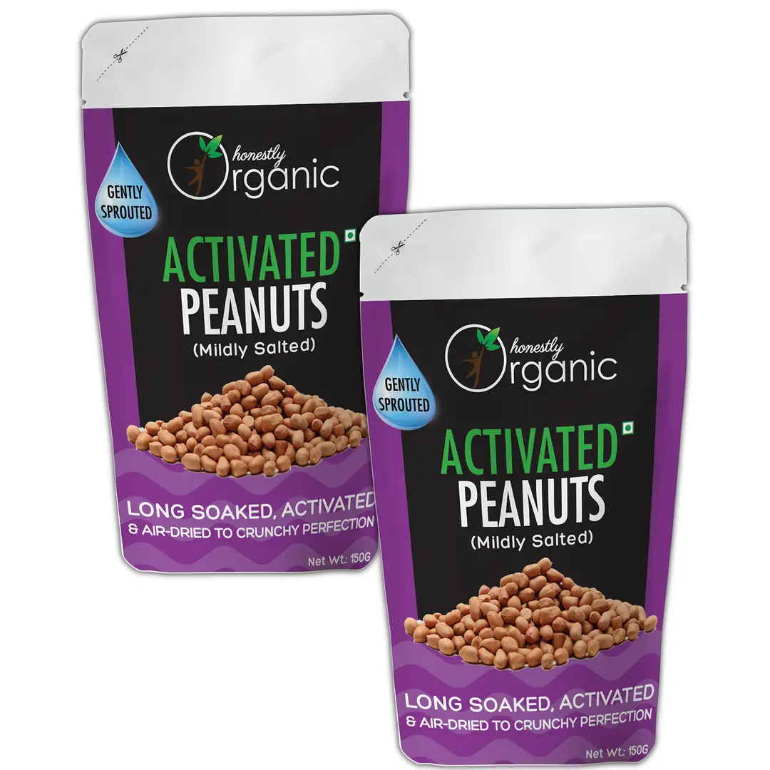 Honestly Organic - Activated Organic Peanuts - with Mildly Salted - for Weight Gaining - 300 gm