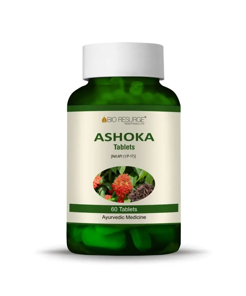 Bio Resurge - Ashoka Tablets - Irregular Periods, Hormonal Imbalance, PCOD & PCOS Care - Pack of 1 (60Tablets)