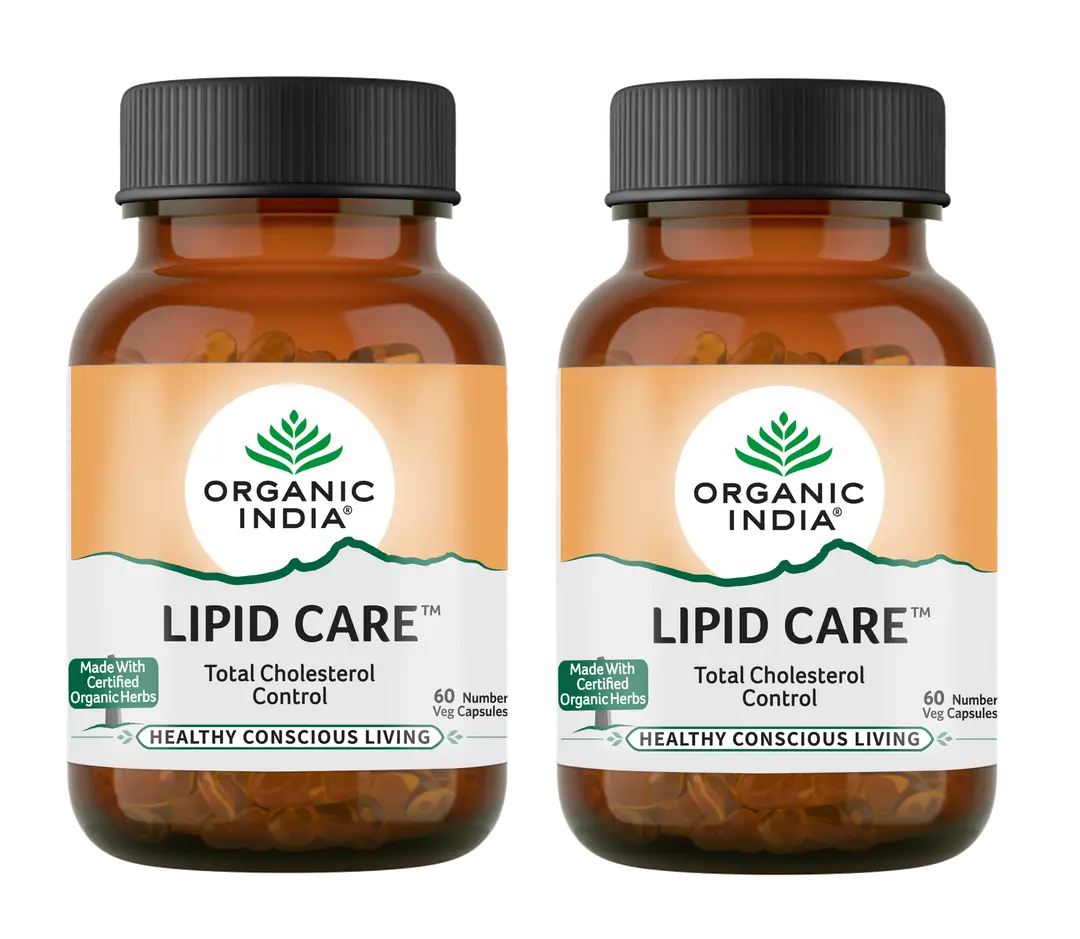 Organic India Lipid Care - Helps to maintain healthy cardiovascular functions and normal cholesterol levels in the body - Pack of 2 (120 Capsules)