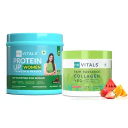 HealthKart HK Vitals Skin Radiance Veg Collagen Powder, 100 g (Mixed Fruit) & ProteinUp Women (Chocolate, 250 g) icon
