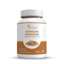 Herbal max - Korean Ginseng 800mg For Men - Boosts Immunity,Energy & Focus - 60 Vegetarian Capsules icon