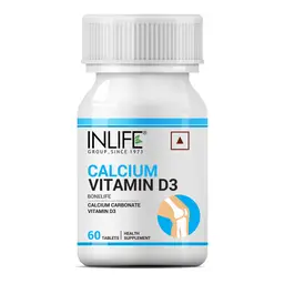 INLIFE - Calcium 500 mg Vitamin D3 400 IU Supplement for Men Women - 60 Tablets icon