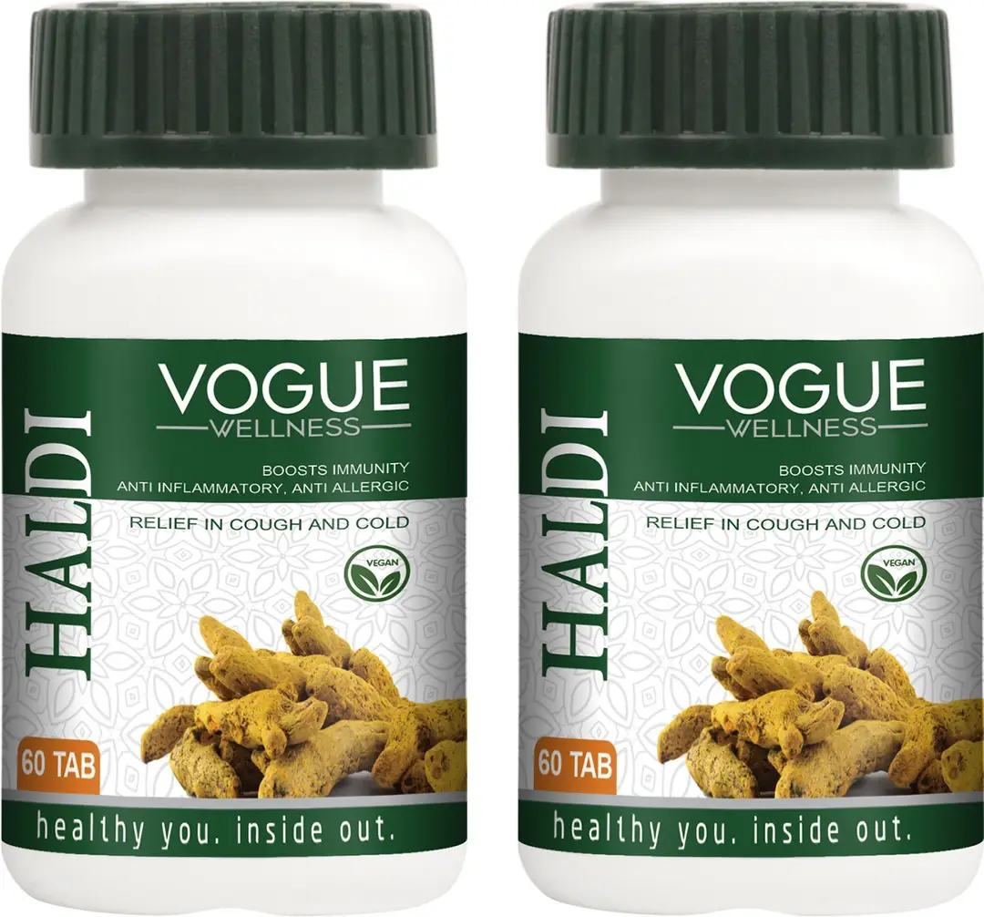 Vogue Wellness Haldi for Anti Allergic and Relief in Cold and Cough - Pack of 2 (120 Tablets)