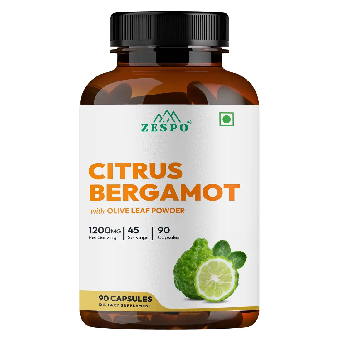 Zespo Citrus Bergamot 1200mg with Olive Leaf for Heart and Cholesterol Support - Pack of 1 (90 Capsules)