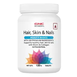 GNC Women's Hair, Skin and Nails Multivitamin For Women | Hair Fall Treatment | Improved Hair Growth | Younger-Looking Skin | Stronger Nails | Formulated In USA | 28 Premium Ingredients | 120 Tablets icon