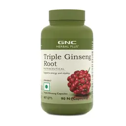 GNC Herbal Plus Triple Ginseng Root with Korean, American & Siberian Ginseng | Enhances Immunity | Boosts Strength & Stamina | Improves Alertness & Concentration icon