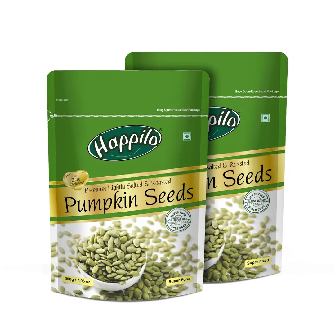 Happilo Premium Lightly Salted & Roasted Pumpkin Seeds - Pack of 2 (400 gm)