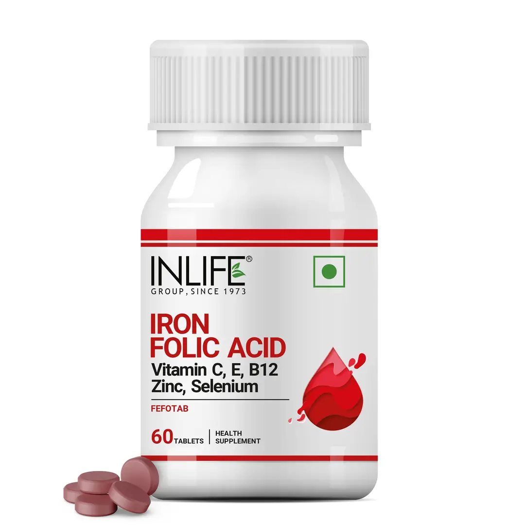 INLIFE Chelated Iron Folic Acid Supplement