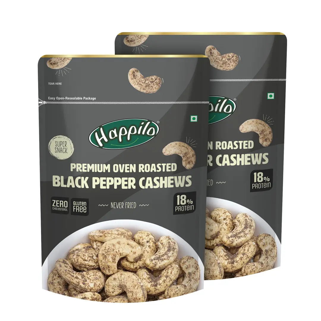 Happilo Premium Oven Roasted Cashews - Black Pepper