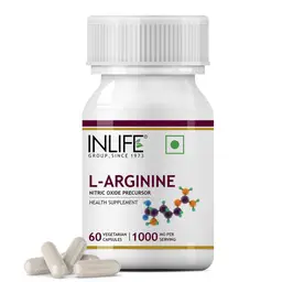 INLIFE - L-Arginine 1000mg Supplement (60 Vegetarian Capsules) Serving, Nitric Oxide Precursor icon