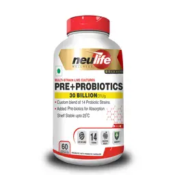 Neulife Multi Strain Live Cultures Pre + Probiotics Supplement with 30 Billion CFU for Gut Health icon