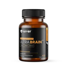 Giver Nutrition Ultra Brain Nootropic Brain Supplement - Alpha GPC, Bacopa Monnieri, L-Theanine, Phosphatidylserine - 42 Veg Capsules icon