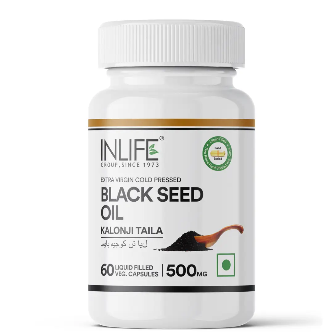 Inlife Black Seed Oil with Extra Virgin Cold Pressed 500 mg for Promoting Digestive Health - Pack of 1 (60 Capsules)