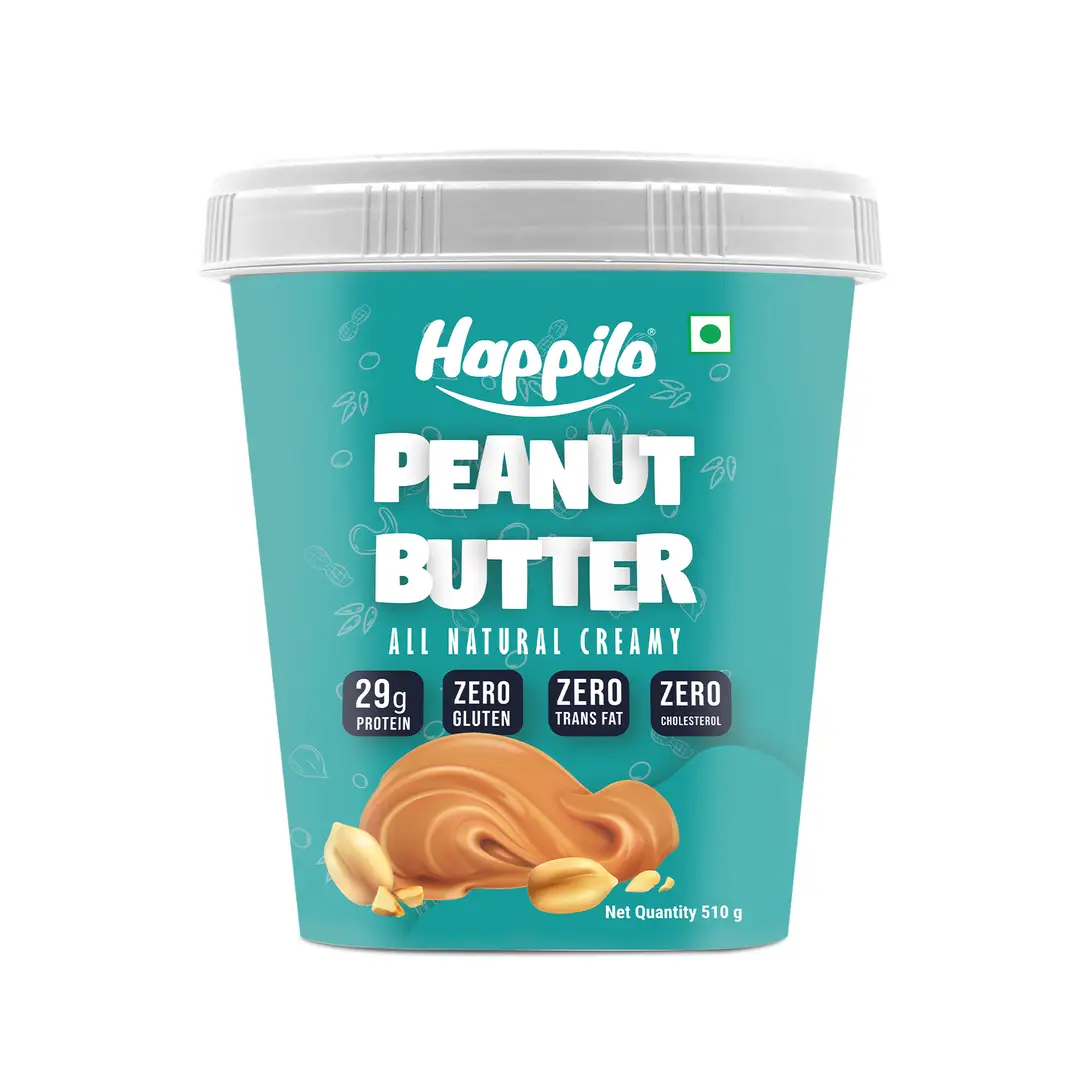 Happilo All Natural Unsweetened Peanut Butter for Weight Management - All Natural Creamy,510 gm
