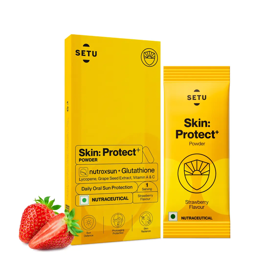 Setu Skin Protect+ with Plant Based NutroxSun® & Glutathione for Advanced Sun Protection and Boosts UV Tolerance, Reduces Pigmentation & Photoaging - Pack of 1 (1 Sachets)